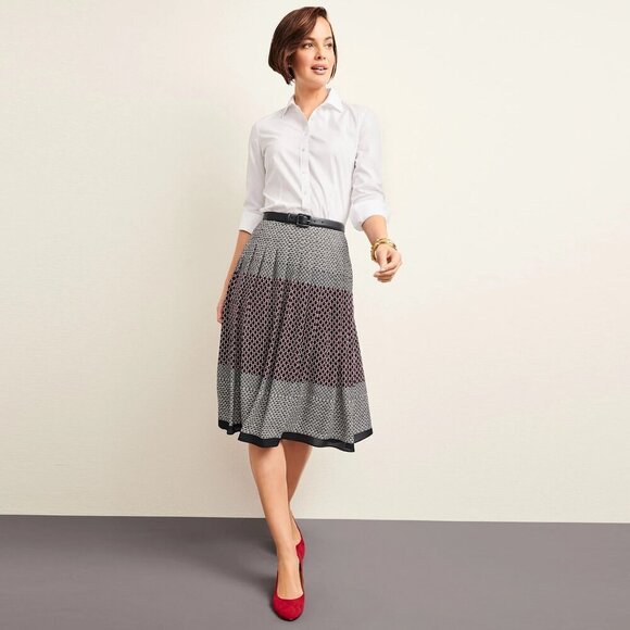 Talbots Dresses & Skirts - New Talbots Geo Print Pleated Skirt Size 8 Petite